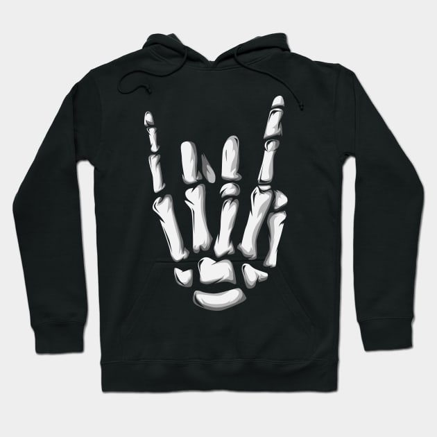 GigibeanCreations Heavy Metal Rock N Roll Skeleton Hand Hoodie